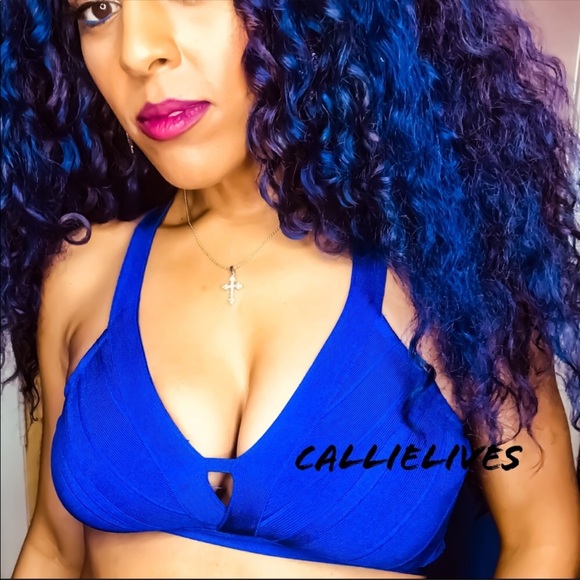 SOLD OUT Callie Blue: Tight Wow Couture Bandage Bra Top Medium - Picture 3 of 8